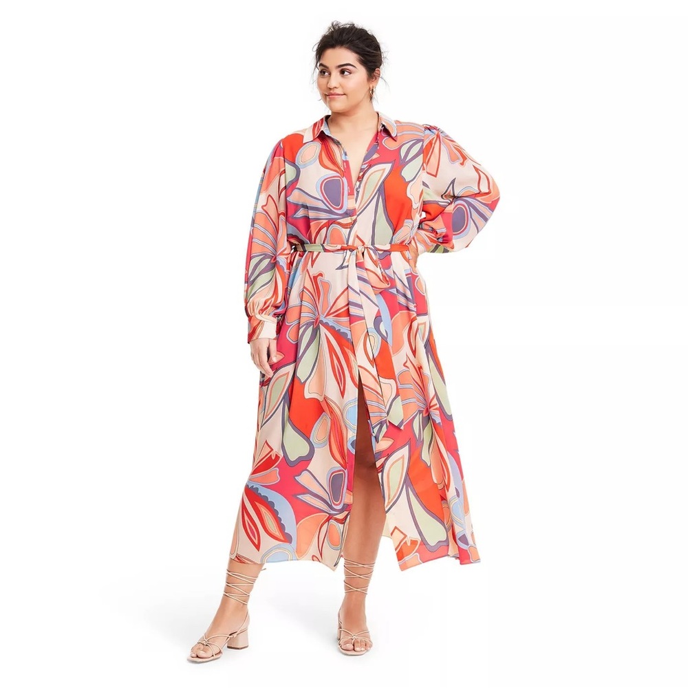 Alexis for Target button front pastel print flowy shirt dress.